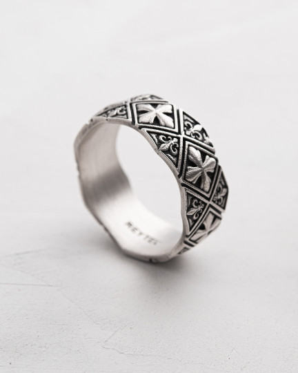 Серебряное кольцо MALTESE CROSS and FLEUR DE LIS / Кольца + 4