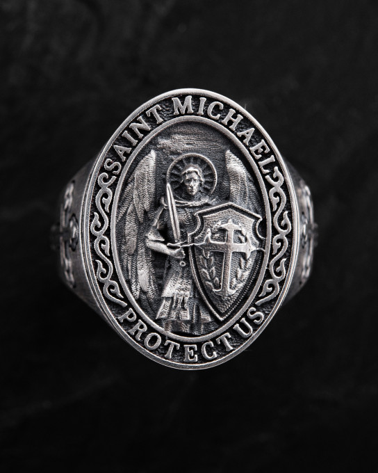 Серебряное кольцо SAINT MICHAEL PROTECT US / Кольца