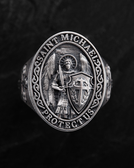 Срібний перстень SAINT MICHAEL PROTECT US