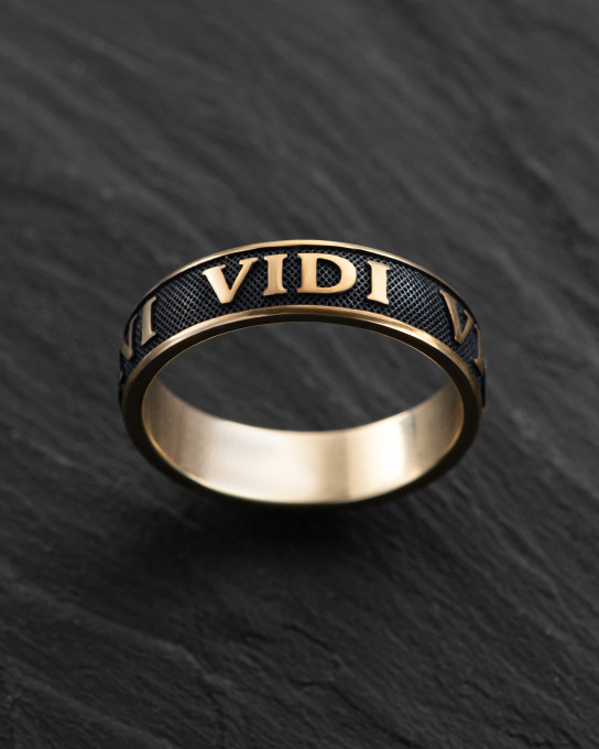 Перстень VENI VIDI VICI (жовте золото) / Персні + 3