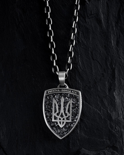 Серебряный кулон - щит TRIDENT OF UKRAINE / Кулоны