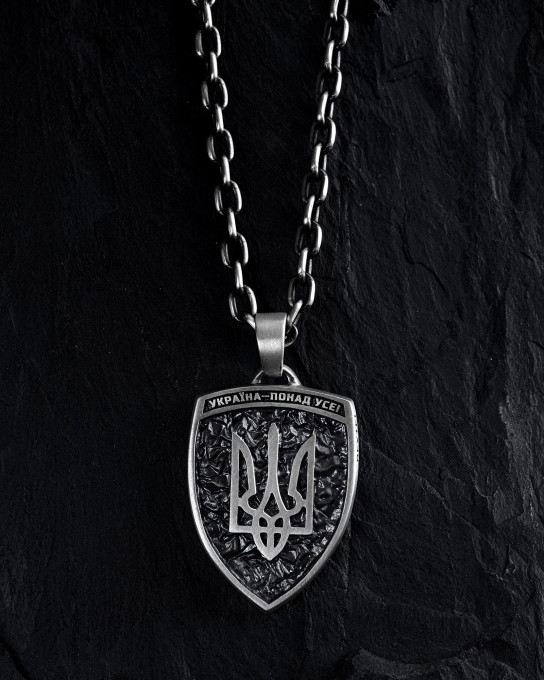 Срібний кулон - щит TRIDENT OF UKRAINE / Кулони