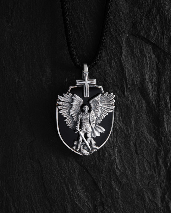 Серебряный кулон ARCHANGEL MICHAEL (оникс) / Кулоны