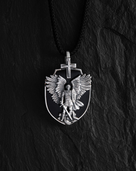 Серебряный кулон ARCHANGEL MICHAEL (оникс) / Кулоны
