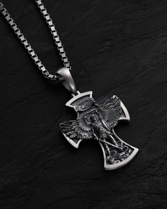 Срібний хрест ST. ARCHANGEL MICHAEL / Кулони + 5