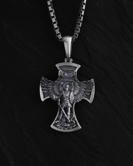 Серебряный крест ST. ARCHANGEL MICHAEL / Кулоны
