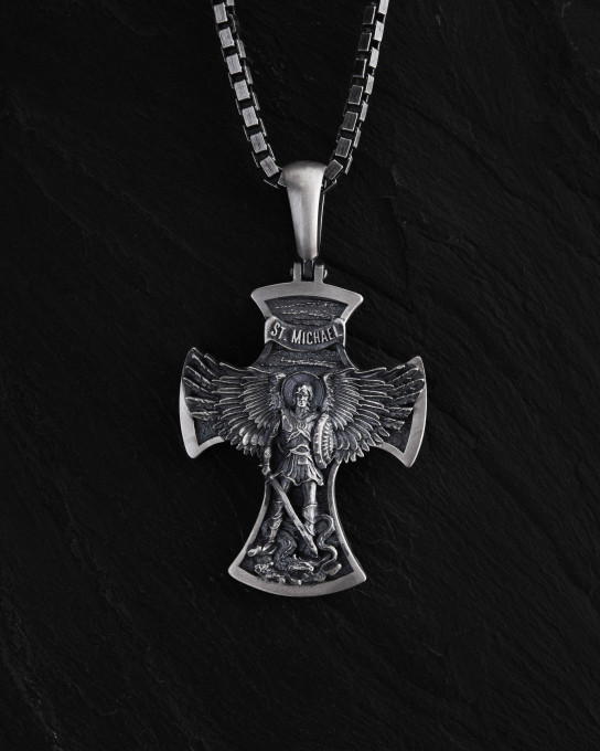 Срібний хрест ST. ARCHANGEL MICHAEL / Кулони