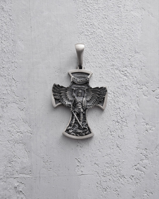 Срібний хрест ST. ARCHANGEL MICHAEL / Кулони + 7
