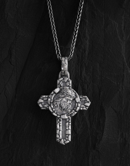 Серебряный крест JESUS CHRIST. ENLIGHTENMENT / Кулоны