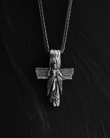 Серебряный крест JESUS ​​CHRIST. FORGIVENESS / Кулоны
