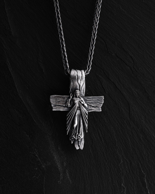 Срібний хрест JESUS ​​CHRIST. FORGIVENESS / Кулони
