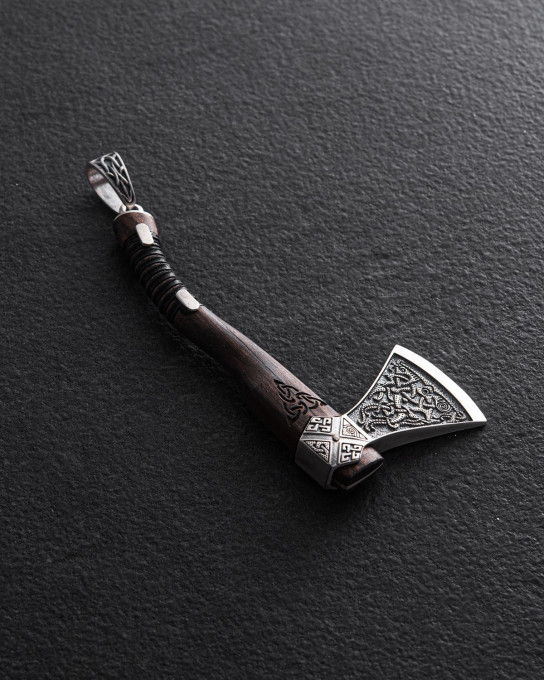 Срібний кулон VIKING AX (кокоболо) / Кулони + 6