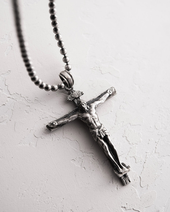 Серебряный крест CRUCIFIXION of JESUS CHRIST / Кулоны + 6