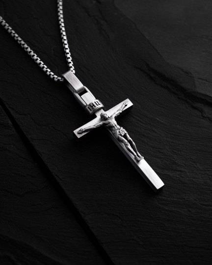 Серебряный крест CRUCIFIXION of JESUS CHRIST. REDEMPTION / Кулоны + 4