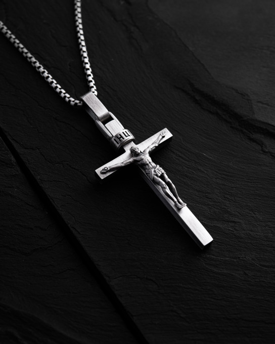 Срібний хрест CRUCIFIXION of JESUS CHRIST. REDEMPTION / Кулони + 5