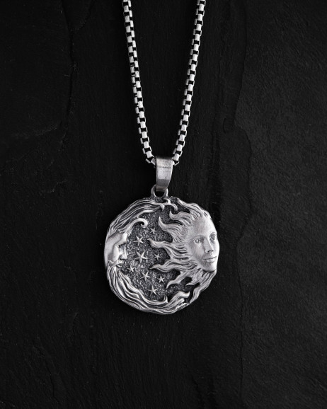 Silver pendant SUN and MOON