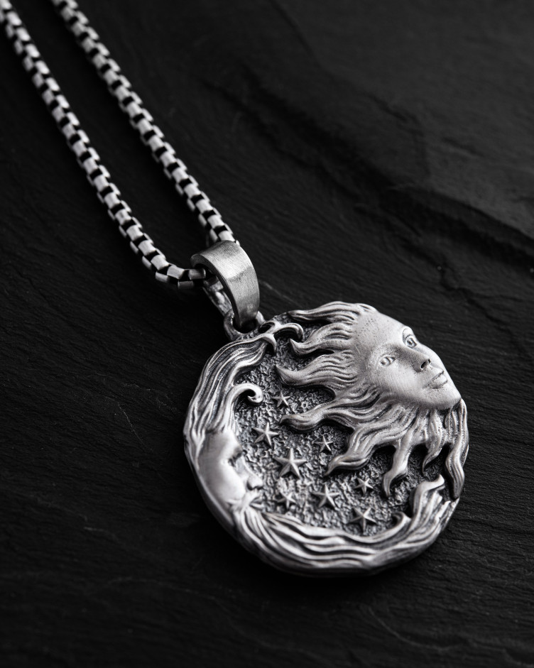Silver pendant SUN and MOON 5