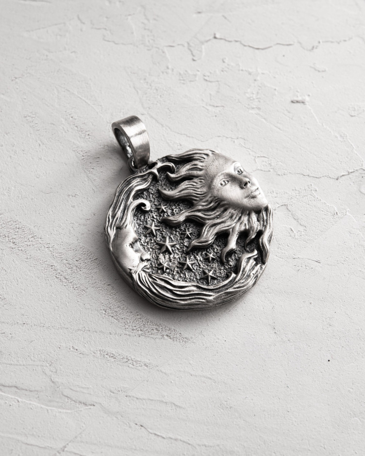 Silver pendant SUN and MOON 6