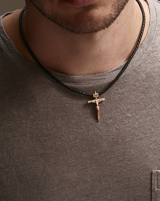 Золотий хрест CRUCIFIXION of JESUS CHRIST S / Кулони + 4