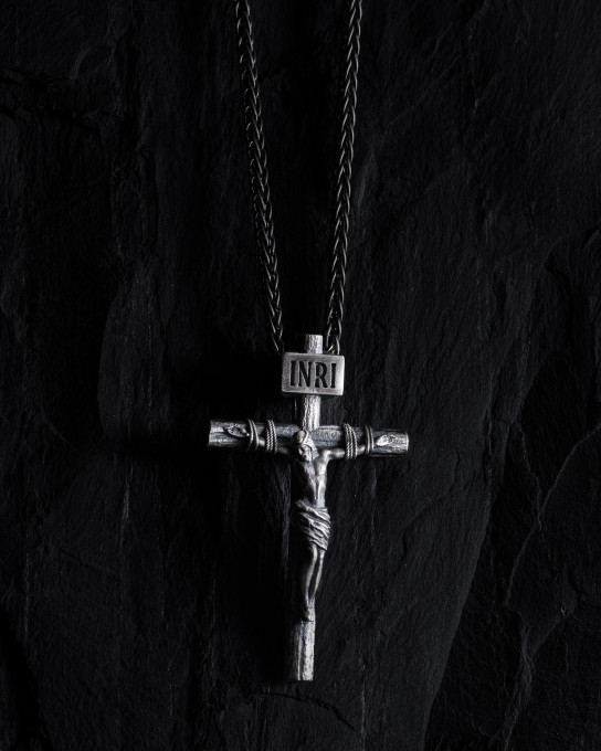 Срібний хрест CRUCIFIXION of JESUS CHRIST. INRI / Кулони