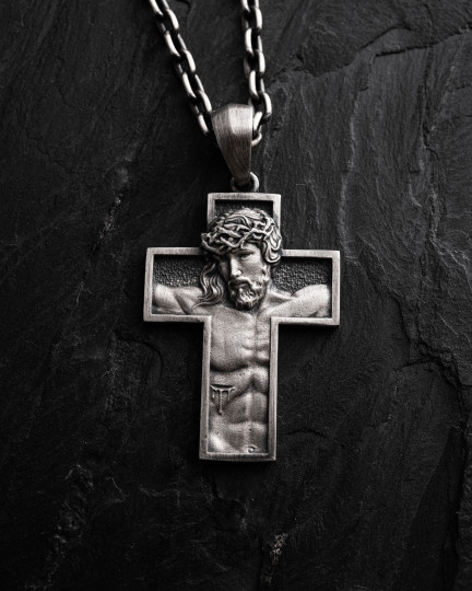 Серебряный крест REDEMPTION. JESUS CHRIST / Кулоны + 4