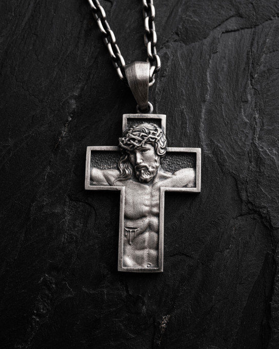 Серебряный крест REDEMPTION. JESUS CHRIST / Кулоны + 5