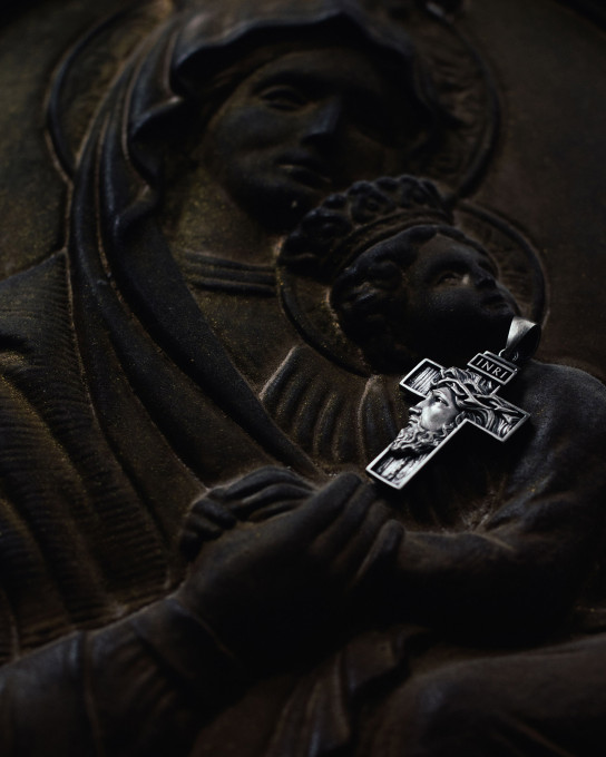 Срібний хрест FACE OF JESUS CHRIST. INRI / Кулони + 7