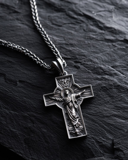 Серебряный крест RESURRECTION of JESUS CHRIST / Кулоны