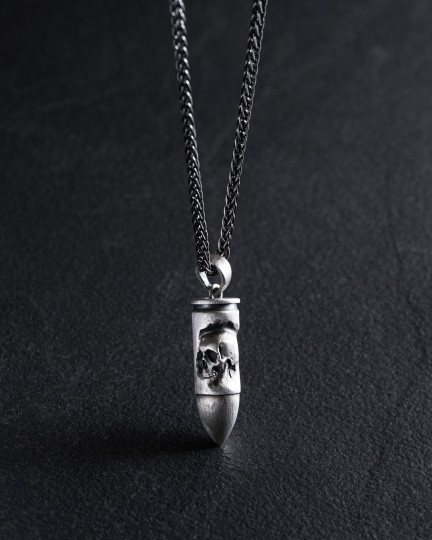Серебряный кулон BULLET WITH SKULL / Кулоны + 3