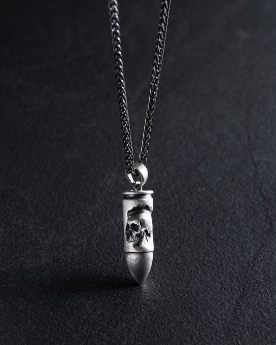 Серебряный кулон BULLET WITH SKULL / Кулоны + 4