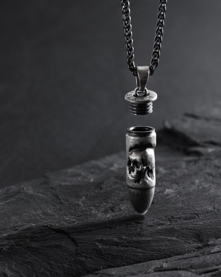 Серебряный кулон BULLET WITH SKULL / Кулоны