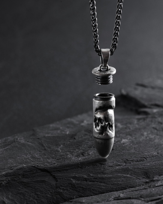 Серебряный кулон BULLET WITH SKULL / Кулоны