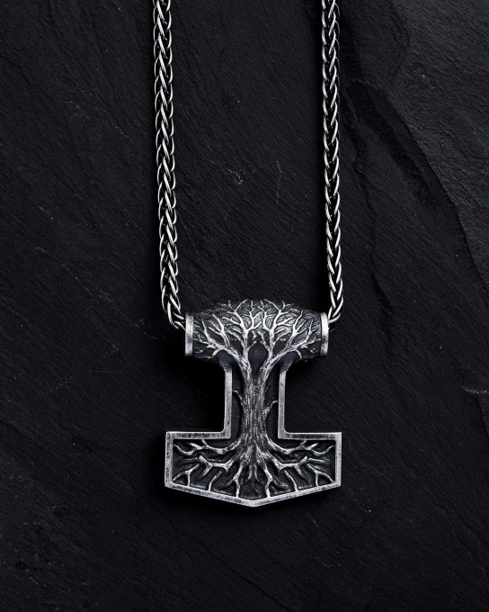 Срібний кулон THOR'S HAMMER with TREE OF LIFE / Кулони