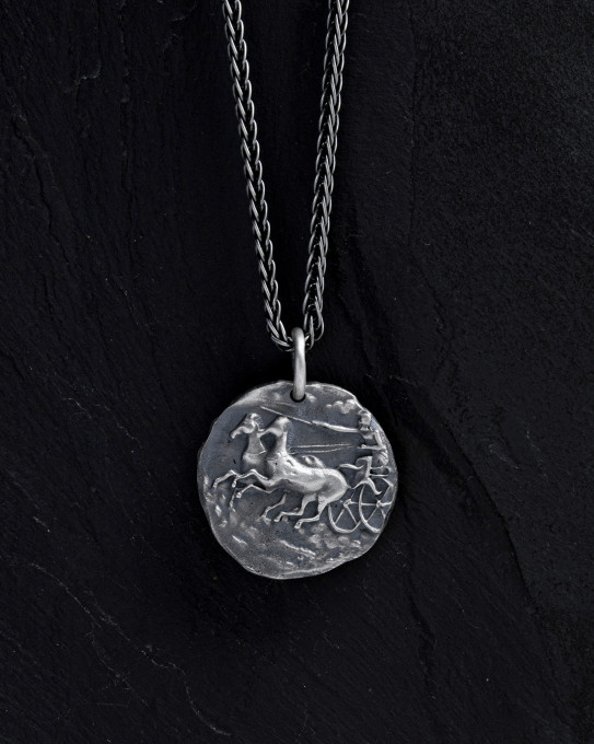 Срібний кулон DOUBLE MASK OF THE SAGITTARIUS (ancient greek coin) / Кулони + 3