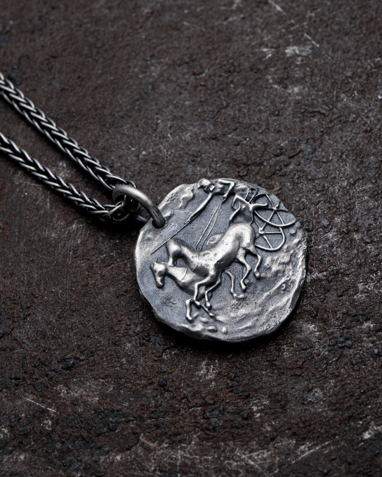 Срібний кулон DOUBLE MASK OF THE SAGITTARIUS (ancient greek coin) / Кулони + 8