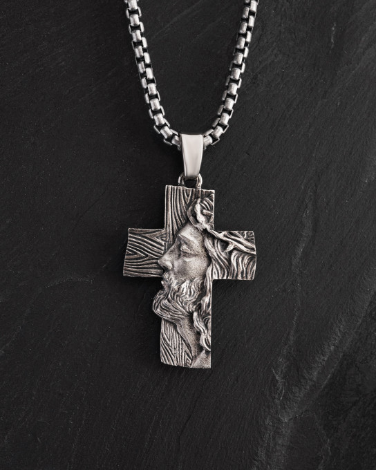 Хрест у білому золоті THE FACE OF FAITH / Кулони + 5