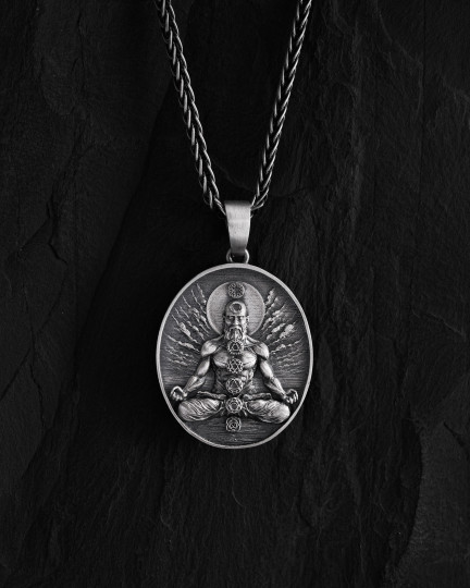 Серебряный кулон BUDDHA 7 CHAKRAS MEDITATION / Кулоны