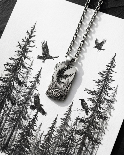 Серебряный кулон LORD OF THE SKY. VEGVISIR / Кулоны + 3