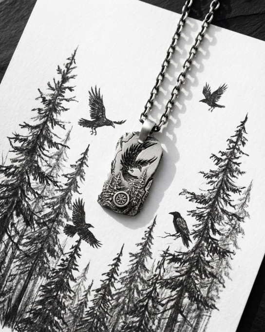 Серебряный кулон LORD OF THE SKY. VEGVISIR / Кулоны + 8