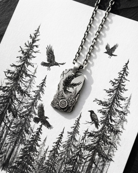 Серебряный кулон LORD OF THE SKY. VEGVISIR 8