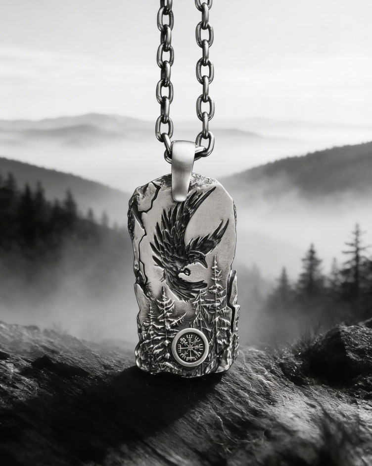 Silver pendant LORD OF THE SKY. VEGVISIR