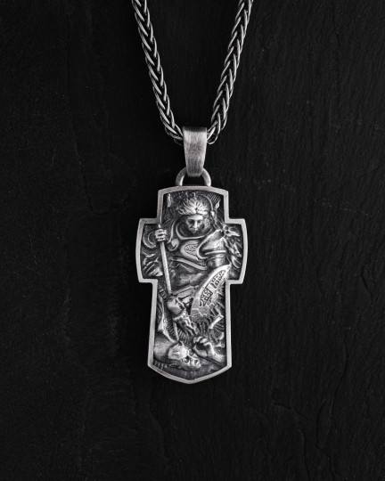 Серебряный крест ARCHANGEL MICHAEL / Кулоны