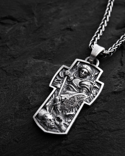 Серебряный крест ARCHANGEL MICHAEL / Кулоны + 3