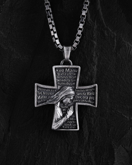 Серебряный крест HOLY MARY PRAYER / Кулоны