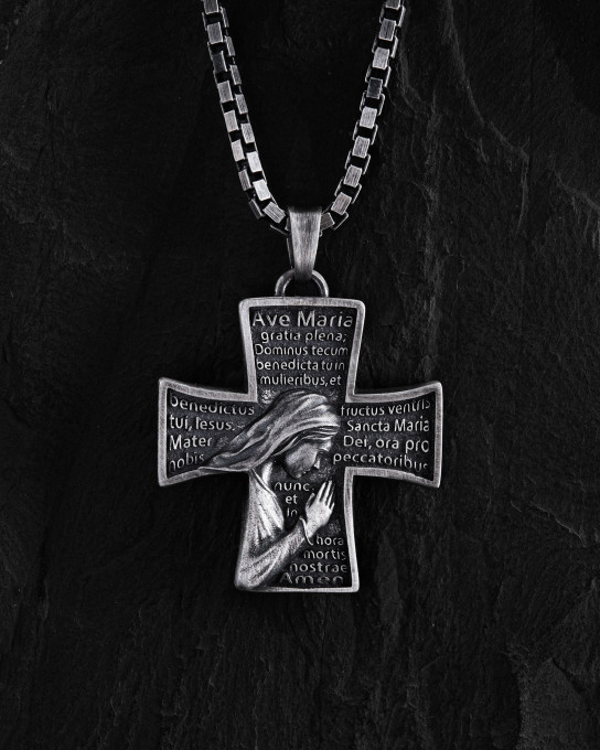 Срібний хрест HOLY MARY PRAYER / Кулони