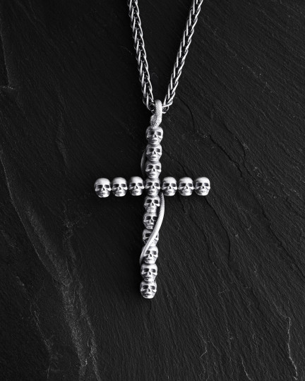 Серебряный кулон GOTHIC CROSS WITH SNAKE / Кулоны