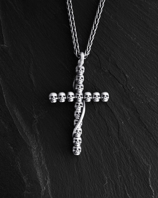 Серебряный кулон GOTHIC CROSS WITH SNAKE / Кулоны