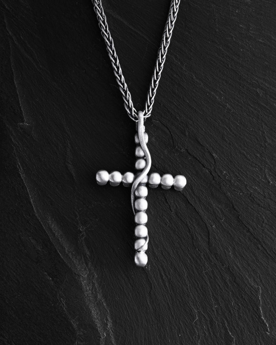 Серебряный кулон GOTHIC CROSS WITH SNAKE / Кулоны + 5