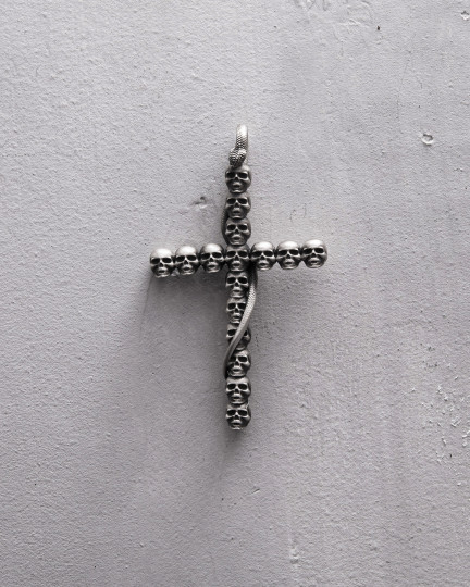 Серебряный кулон GOTHIC CROSS WITH SNAKE / Кулоны + 4