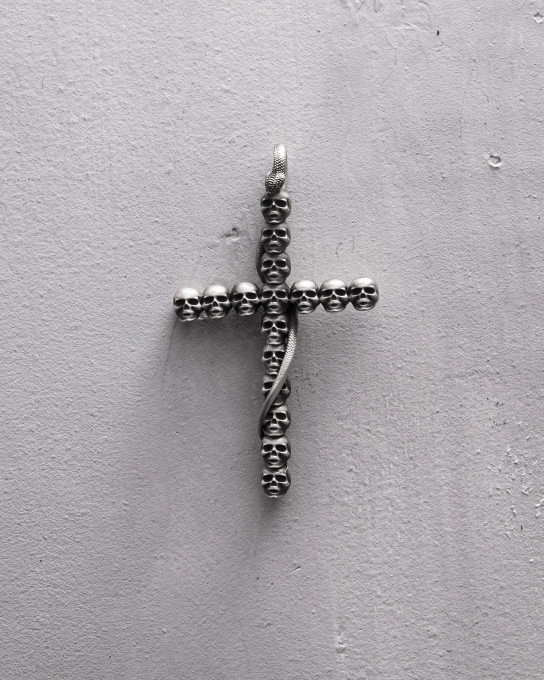 Серебряный кулон GOTHIC CROSS WITH SNAKE / Кулоны + 4